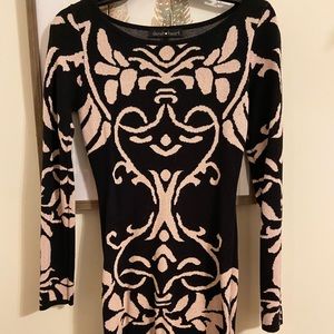 Drake Heart Black and White Fitted Sweater Dress